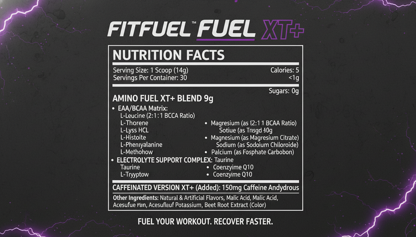 Amino Fuel XT+ エナジーグレープ の栄養成分表